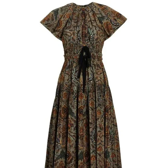 Ulla Johnson Delmara Pleated Batik Poplin Midi Dress Sz 2 - Picture 11 of 11